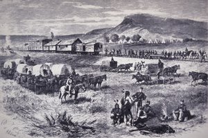 Bygger Northern Pacific Railroad, fra 'Harper's Weekly' av American School