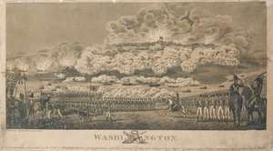 Burning of Washington av britene, 24. august 1814, utgitt av I. Ryland av American School