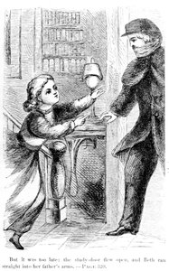 Men det var for sent: studietrekningen fløy åpen, og Beth løp rett inn i farens armer, 1868 av American School