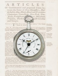 Kalenderklokke, ca. 1780 (sølvkasse) av American School