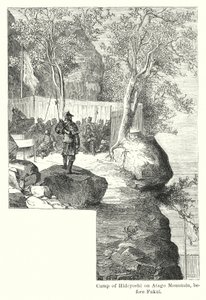 Hideyoshi-leiren på Atago-fjellet, før Fukui (gravering) av American School