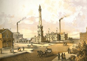 Chicago Water Works, fra Chicago Illustrated, med litterære beskrivelser av James W. Sheahan, utgitt av Jevne & Almini, Chicago, 1866-67 av American School