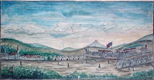 Byen og slottet i Perote, Mexico (akvarell på papir) av American School