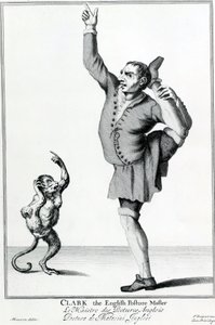 Clark the English Posture Maker, hentet fra serien The Cryes of the City of London Drawne after the Life, gravering etter Marcellus Laroon II, utgitt av Pierce Tempest, 1688 av American School