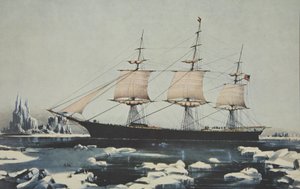 Clipper Ship, Red Jacket - In the Ice off Cape Horn, på hennes passasje fra Australia, til Liverpool, august 1854, pub. 1855, Currier & Ives av American School