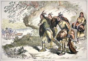 Colonial Pelshandlere (farget gravering) av American School