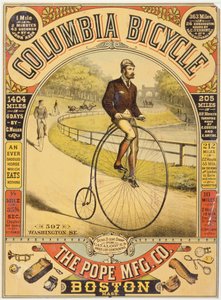 Columbia Bicycle Ad, ca. 1890-tallet (kromolitografi) av American School