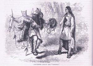 Konverterte indianere "Powows" 1695, illustrasjon fra Cassell