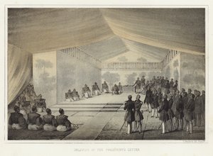 Levering av presidentens brev, Kurihama, Japan, 14. juli 1853 av American School