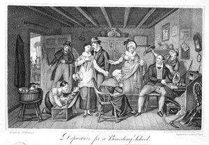 Avreise til en internatskole, fra Analectic Magazine, v.2., 1820 av American School
