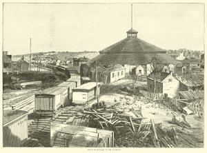 Depot for forsyninger på jernbanen, oktober 1863 av American School