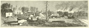 Ødeleggelse av depotene, offentlige bygninger og fabrikker i Atlanta, november 1864 av American School