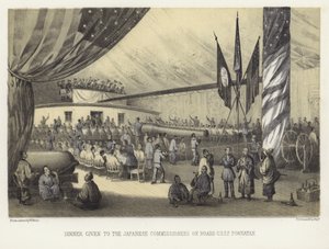 Middag gitt til de japanske kommisjonærene om bord på USS Powhatan av American School