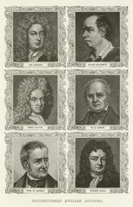 Utmerkede engelske forfattere, Joseph Addison, Oliver Goldsmith, Daniel de Foe, WS Landor, Thomas De Quincey, Richard Steele av American School