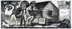 Emblem for Harrison & Tyler Presidential Campaign i 1840, pub. 1840 (tresnitt) av American School