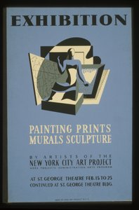 Utstillingsmaleri, trykk, veggmalerier, skulptur av kunstnere fra New York City Art Project av American School