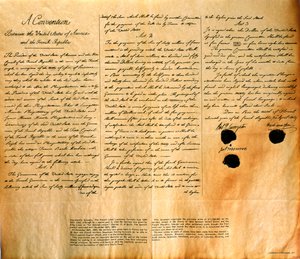 Faksimile av konvensjonen for kjøp av Louisiana av USA, 30. april 1803 av American School