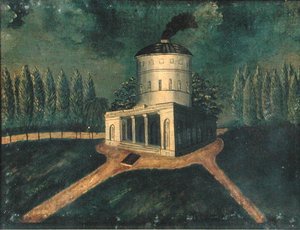 Fairmount Waterworks, ca. 1838 (olje på lerret) av American School