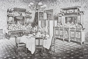 Familiespisestue i Det hvite hus på 1890-tallet, Washington D.C., USA av American School