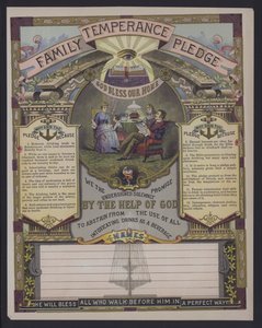 Familiens avholdsløfte (farget gravering) av American School