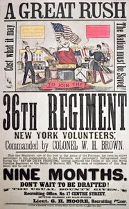 Føderal rekrutteringsplakat for det 36. regiment, New York frivillige (farge litho) av American School