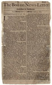 Første utgave av Boston News-Letter, 1704 (avispapir) av American School