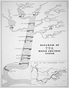 Franklin D. Roosevelts (1882-1945) plan for 'Tennessee Valley Authority' av American School