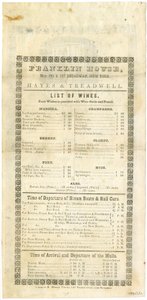 Franklin House vinliste for 23. mai 1844, 1844 (gravert meny) av American School