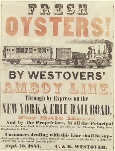 Ferske østers! Av Westovers Amboy Line, Through av Express på New York & Erie Railroad, 10. september 1853 av American School
