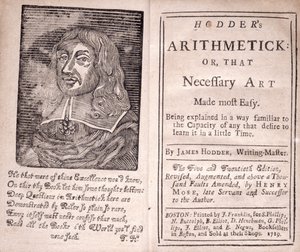 Frontispice og tittelside for Hodders Arthimetick or, That Necessary Art Made most Easy, av James Hodder, 1719 av American School
