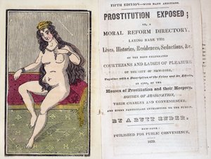 Frontispice og tittelside til Prostitution Exposed av A. Butt Ender, utgitt New York 1839 av American School