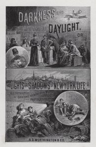 Frontispice for Darkness and Daylight, or Lights and Shadows of New York Life av fru Helen Campbell (litho) av American School