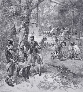 General Francis Marion i leir (litho) av American School