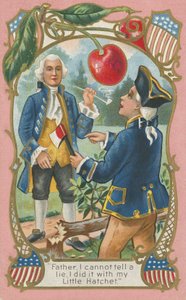 George Washington tilstår for sin far (farge litho) av American School
