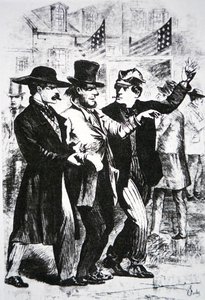 Å drikke en velger full for å påvirke hans stemme ved valget i 1864 (gravering) av American School