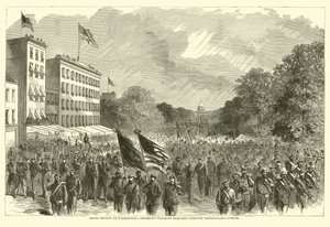 Stor gjennomgang i Washington, Shermans veteraner som marsjerte gjennom Pennsylvania Avenue, mai 1865 av American School