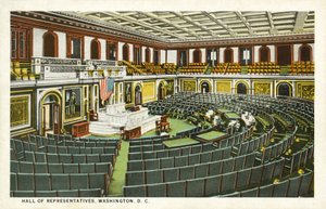 Hall Of Representatives, Washington DC, USA (farge litho) av American School