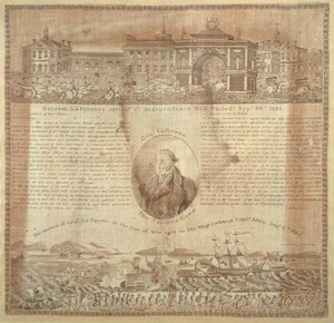 Lommetørkle til minne om ankomsten av general Lafayette (1757-1834) i 1824 (bomull) av American School