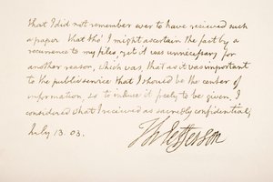 Håndskrift og signatur av Thomas Jefferson, 1803 av American School