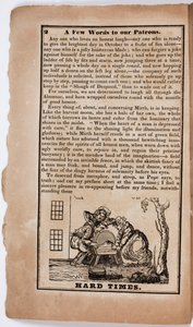 Hard Times, side 2 fra The American Comic Almanac for 1838 av American School