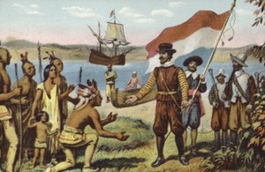 Henry Hudson lander på Manhattan av American School