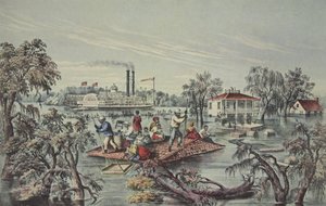 High Water In The Mississippi, pub. 1868, Currier & Ives av American School