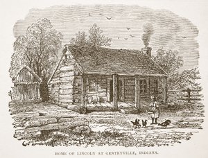 Hjemmet til Lincoln i Gentryville, Indiana, fra en bokpub. 1896 av American School