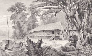 Huset til en velstående India-gummisamler, fra 'The Amazon and Madeira Rivers', av Franz Keller, 1874 av American School