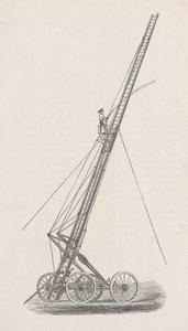 Illustrasjon av slangeheis og lastebil nr. 1. fra rapporten fra politistyret i brannvesenet til fellesrådet i Chicago, s. 70., 1872 (tregravering) av American School