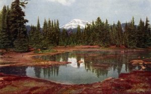 I Oregon-fjellene (farge litho) av American School