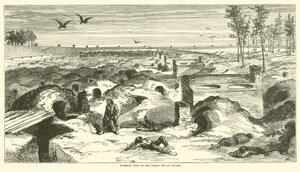 Innvendig visning av Prison Pen ved Millen, november 1864 av American School