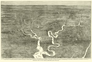 Isometrisk visning av Virginia-kampanjen, Looking Westward, juni 1864