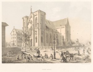 Jesuittkirken, Church of the Holy Family, Chicago 1866 (litho) av American School