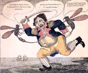 John Bull ble stukket til smerte av Wasp and Hornet, ca. 1813 av American School